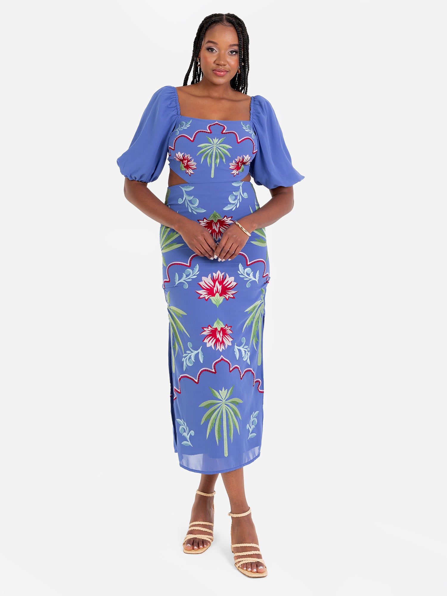 Maya Tropical Embroidery Tie Back Midaxi Dress – Maya Deluxe