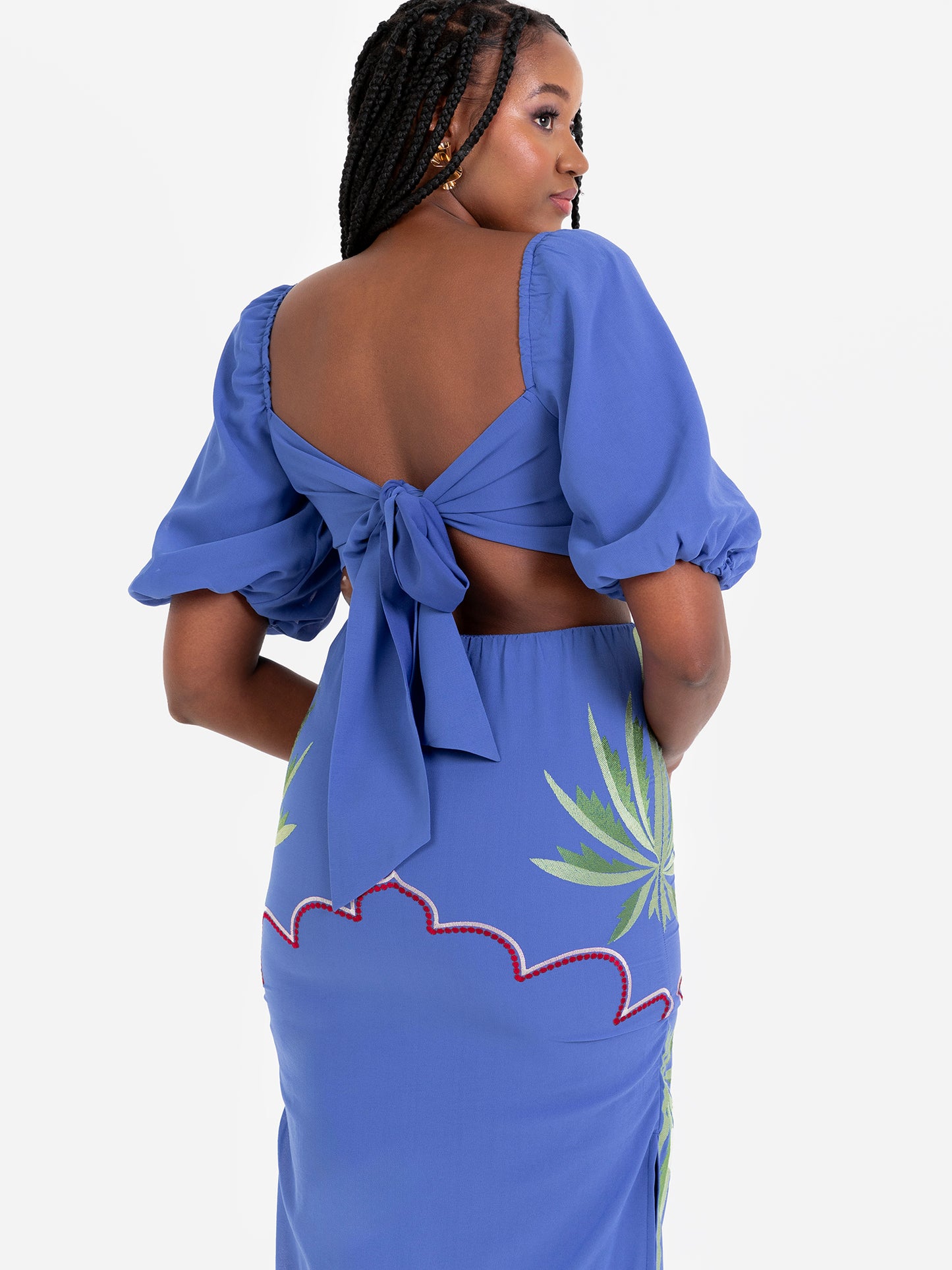 Maya Tropical Embroidery Tie Back Midaxi Dress