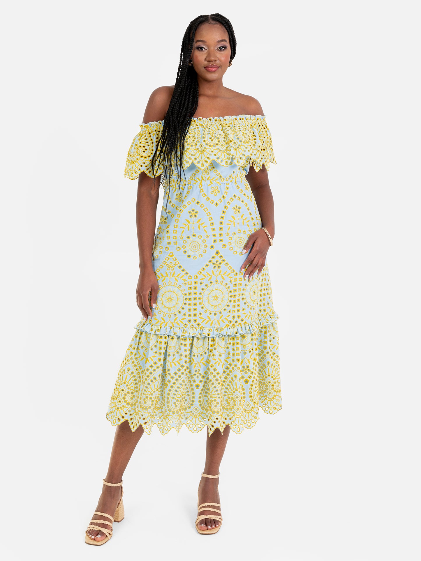Maya Broderie Bardot Midi Dress