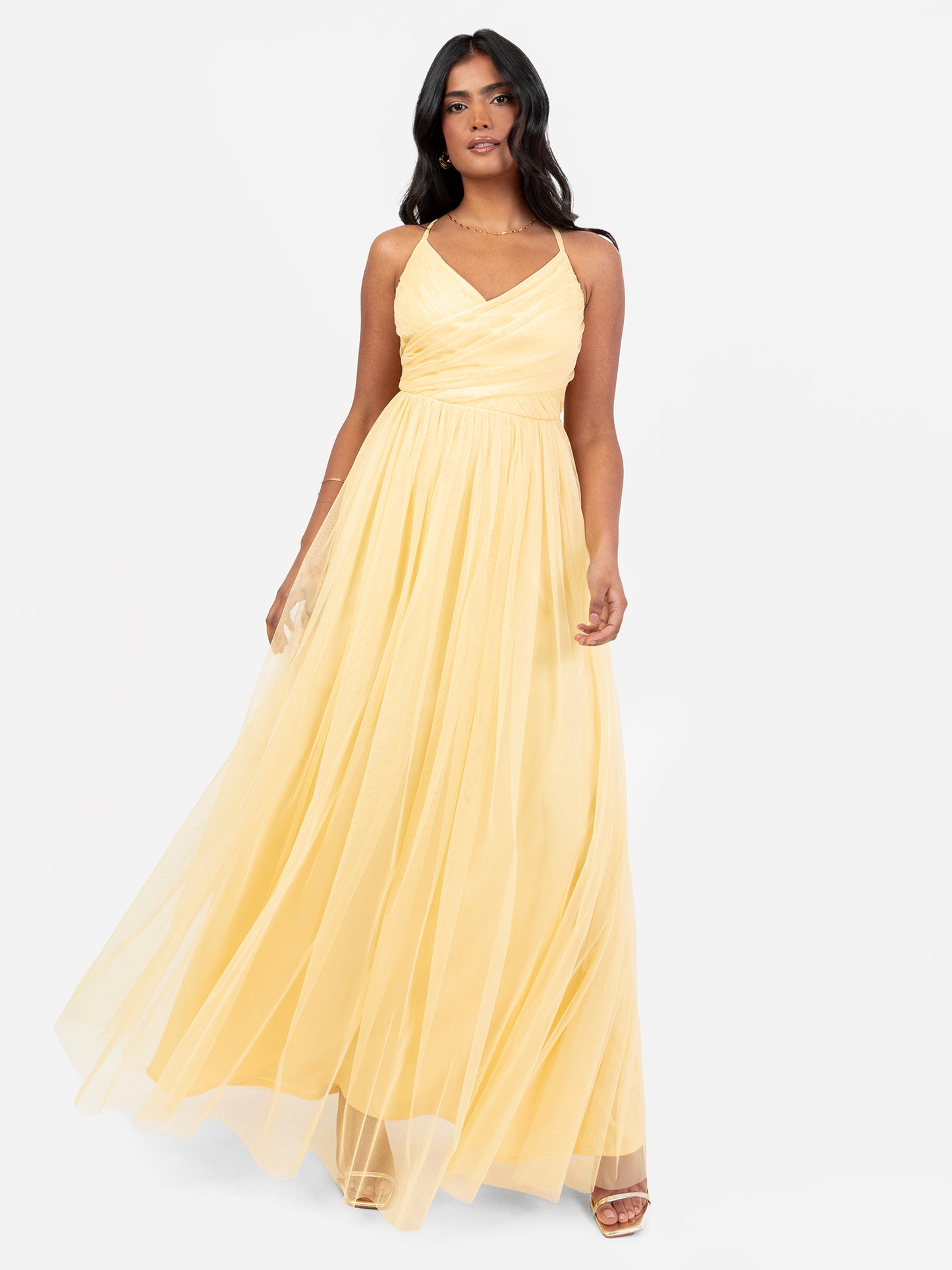 Anaya With Love Recycled Yellow Cami Maxi Dress with Bow Detail