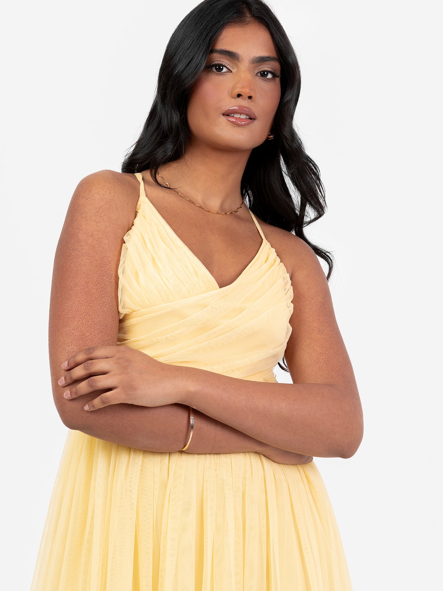 Anaya With Love Recycled Yellow Cami Maxi Dress with Bow Detail