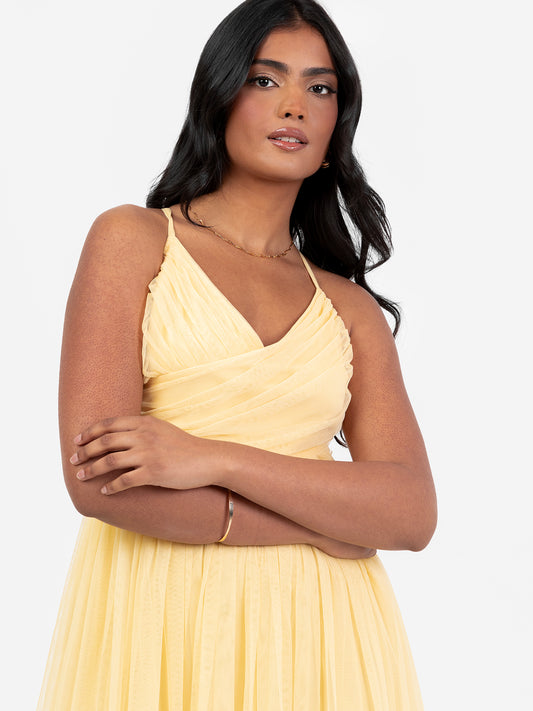 Anaya With Love Recycled Yellow Cami Maxi Dress with Bow Detail