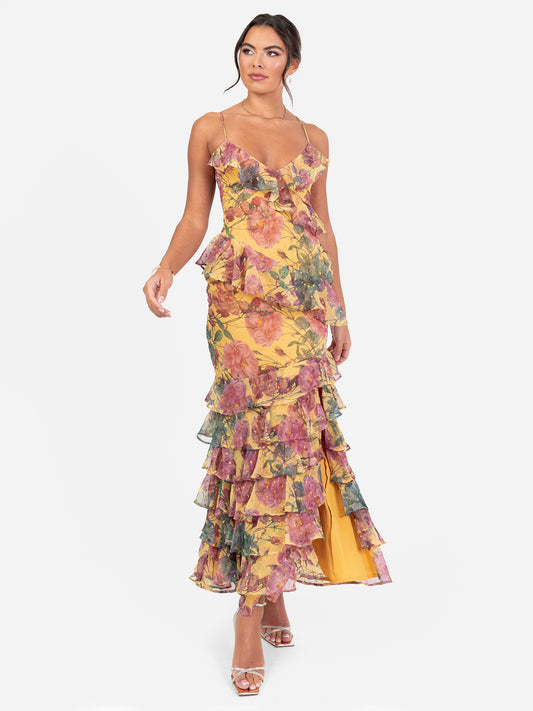 Anaya With Love Recycled Floral Strappy Ruffled Maxi Dress