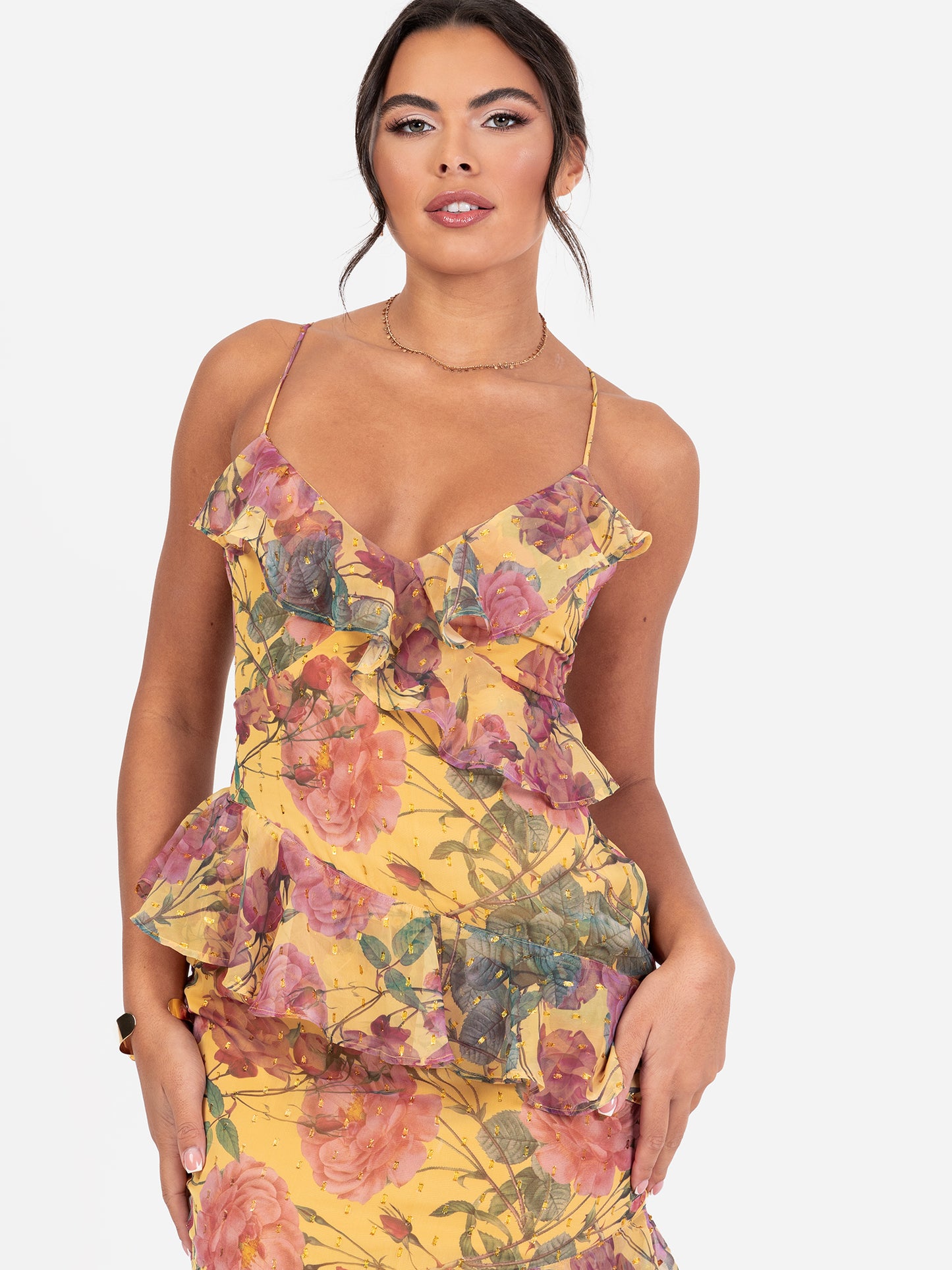 Anaya With Love Recycled Floral Strappy Ruffled Maxi Dress