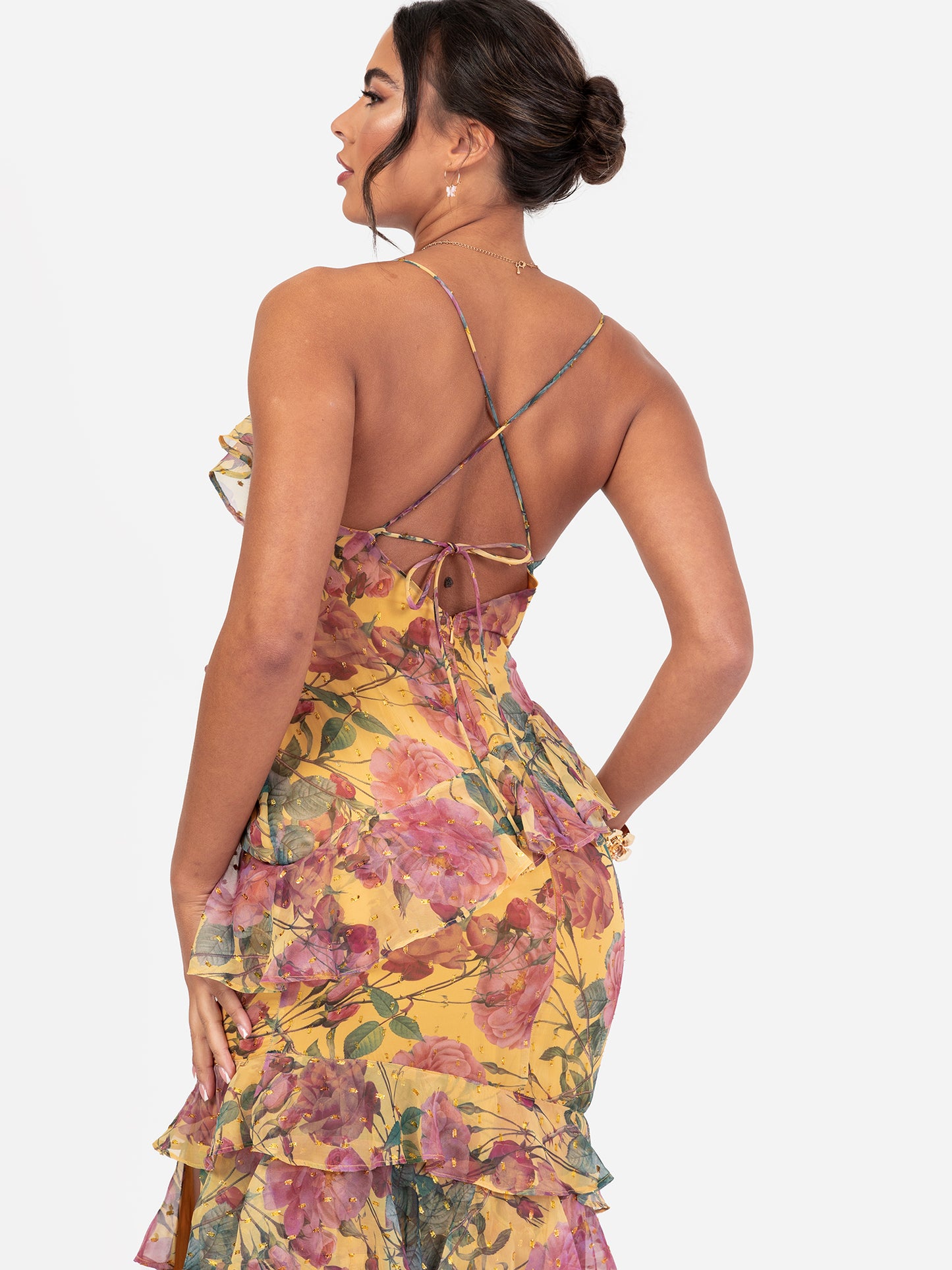 Anaya With Love Recycled Floral Strappy Ruffled Maxi Dress