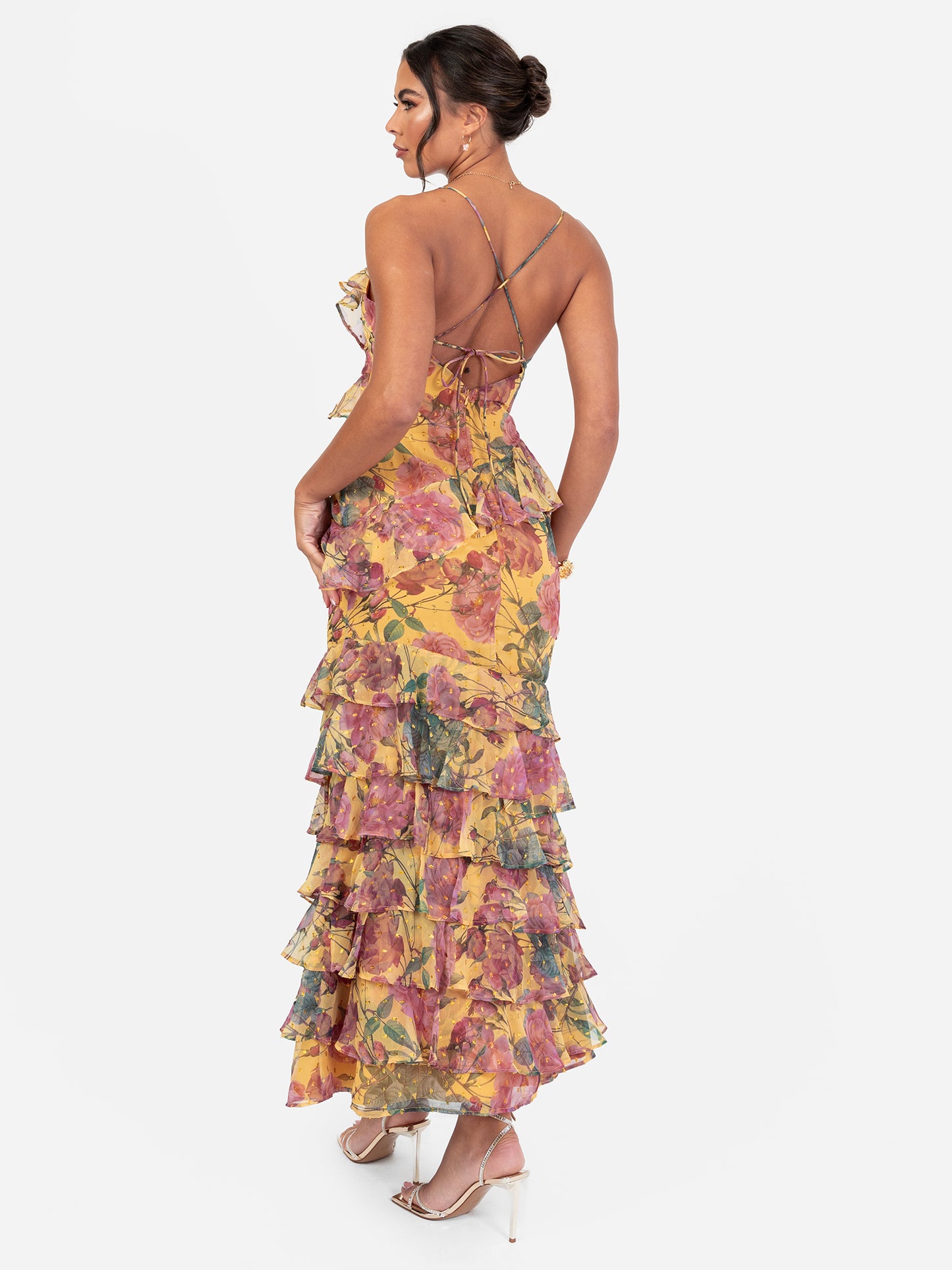 Anaya With Love Recycled Floral Strappy Ruffled Maxi Dress