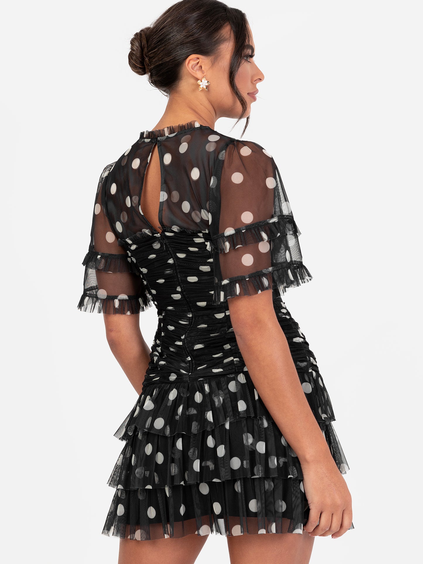 Anaya With Love Recycled Polka Dot Gathered Mini Dress