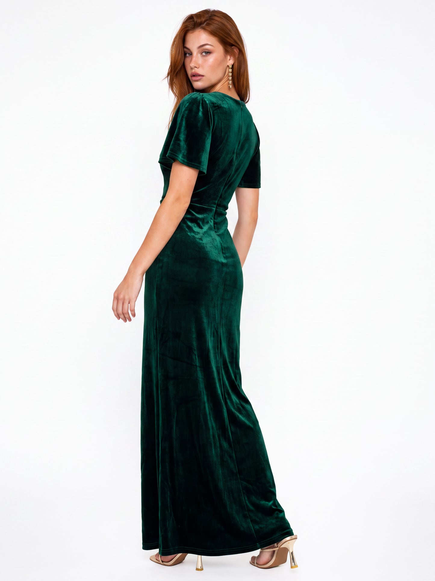 Maya Velvet Emerald Green Faux Wrap Maxi Dress