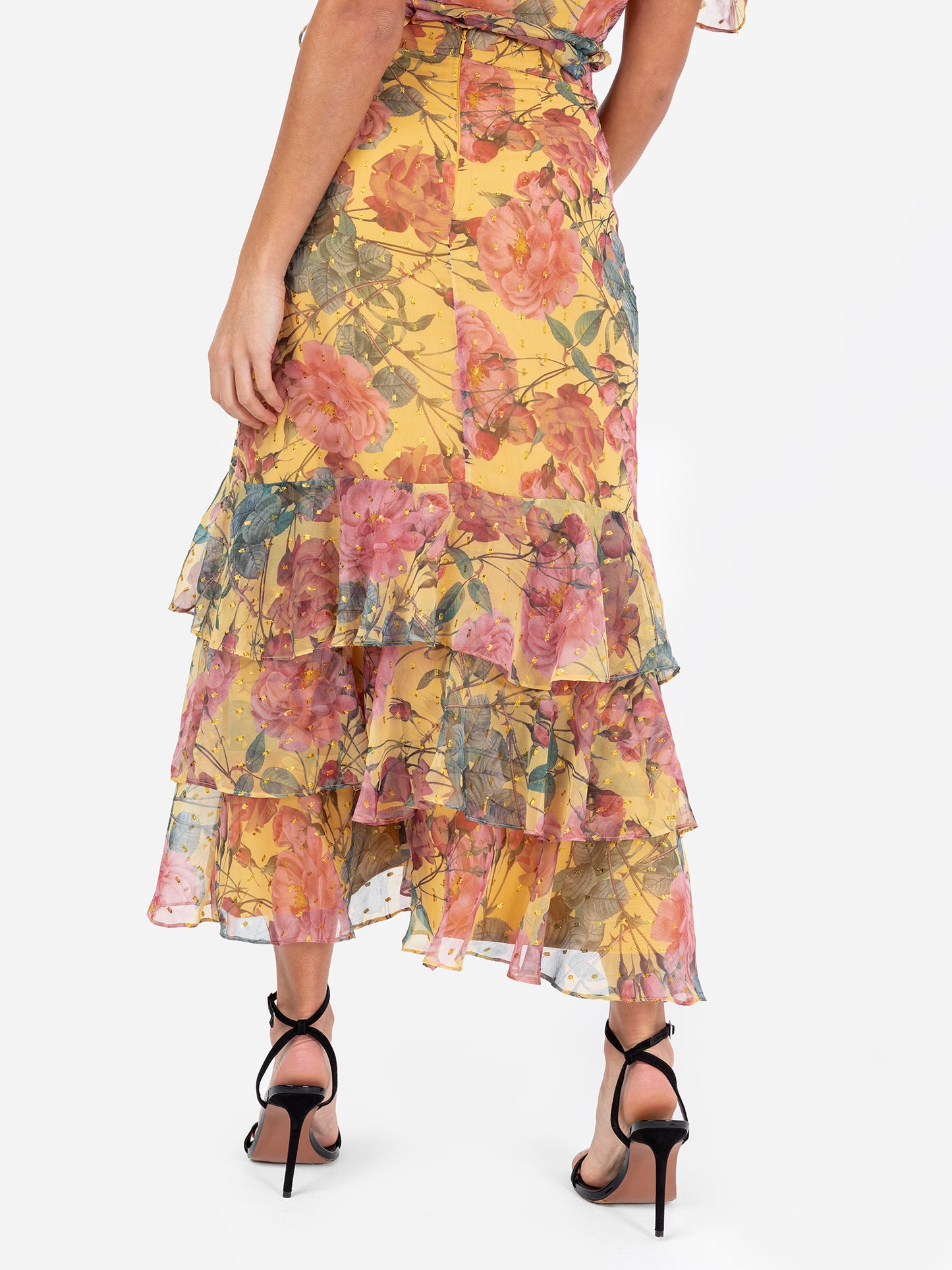 Anaya with Love Recycled Floral Print Ruffled Midi Skirt