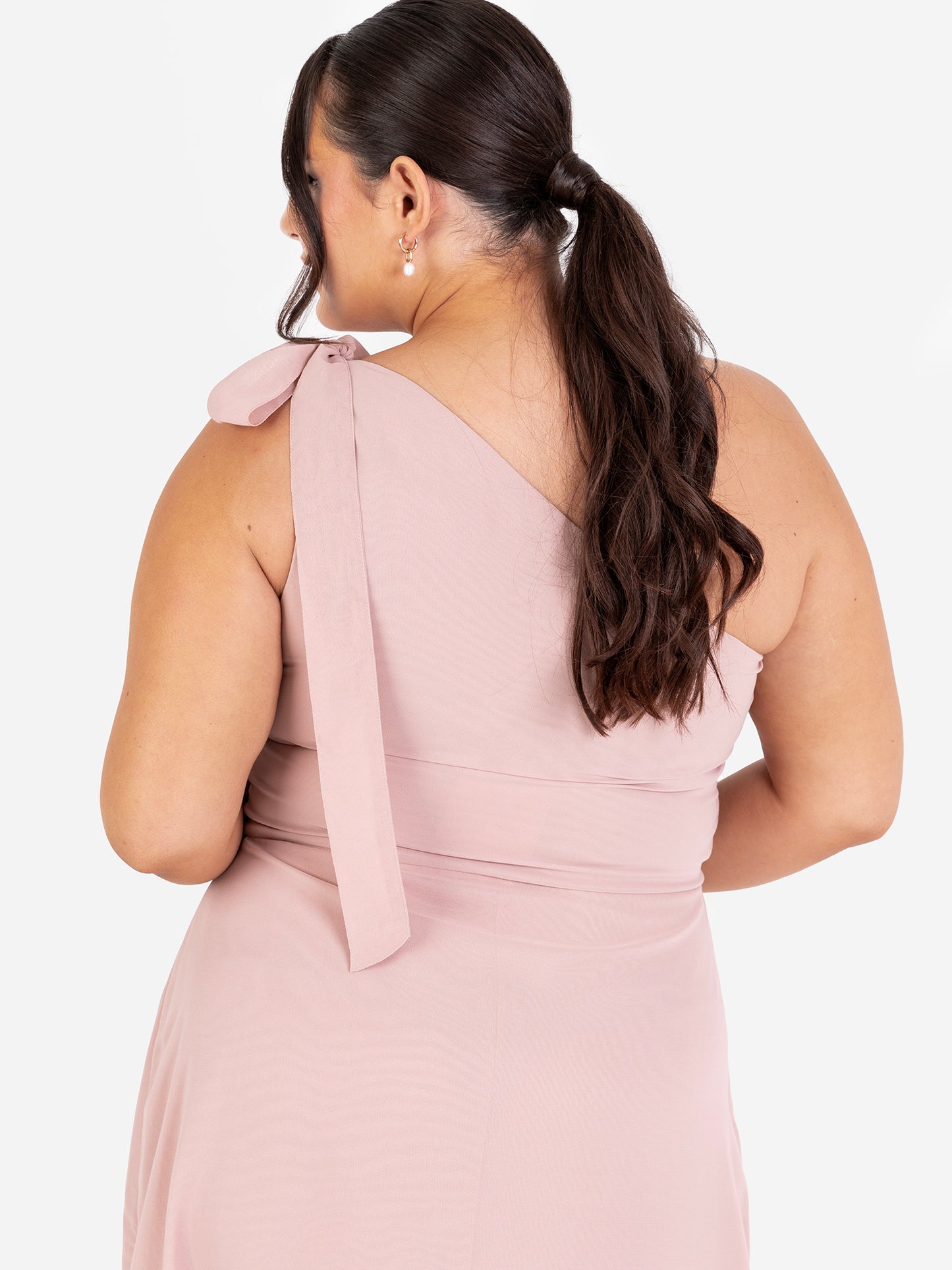 Maya Frosted Pink Floral Embellished Self-Tie One Shoulder Maxi Dress