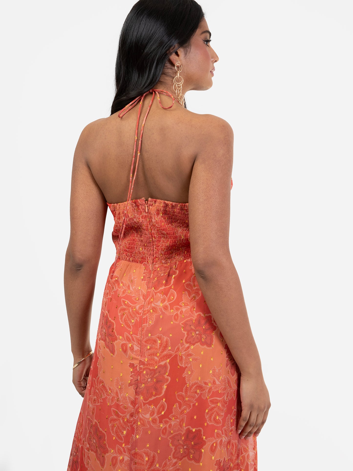 Anaya With Love Recycled Rust Halter Neck Floral Print Midaxi Dress