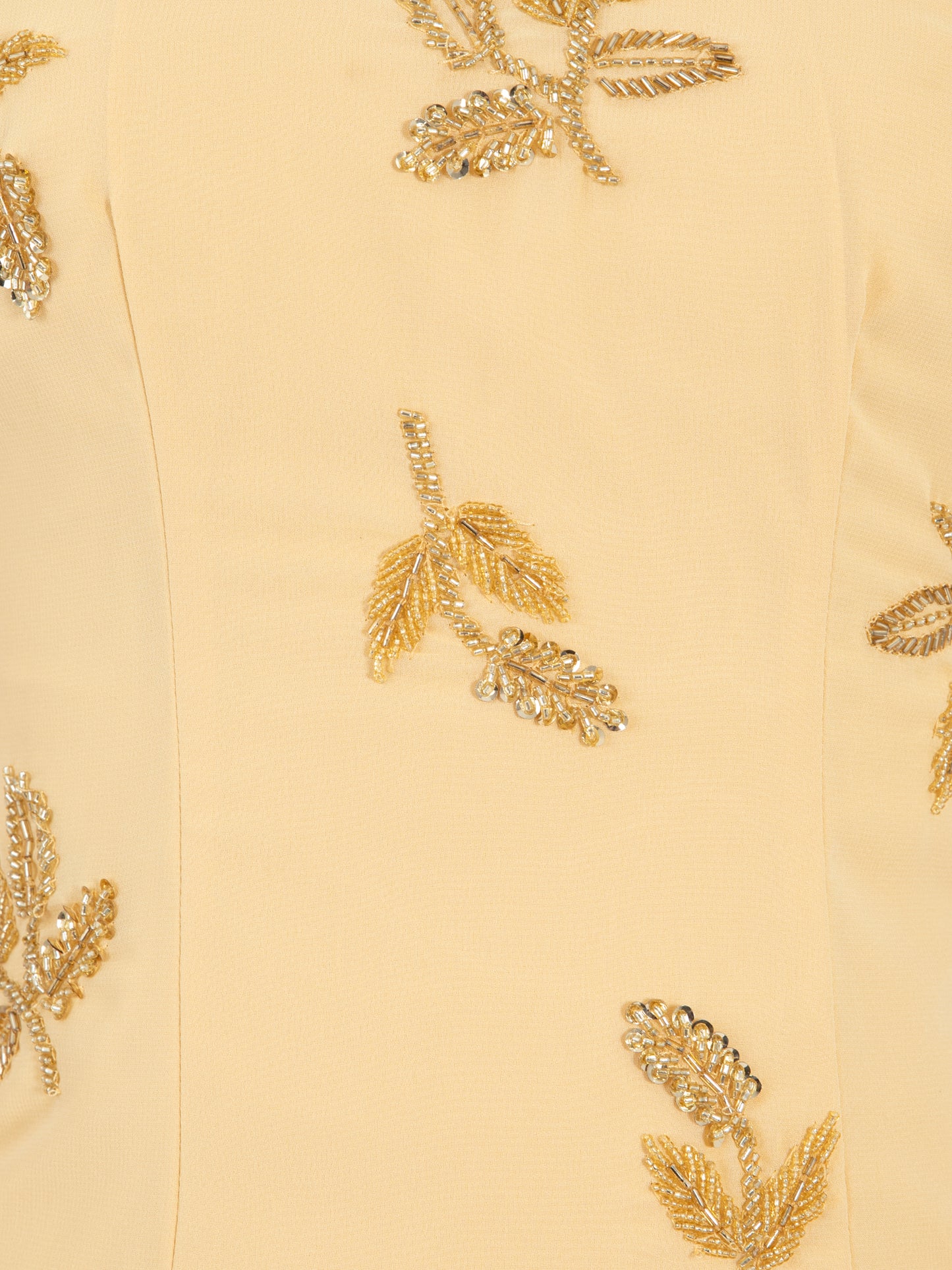 Maya Buttercream Embellished Halter Neck & Open Back Maxi Dress