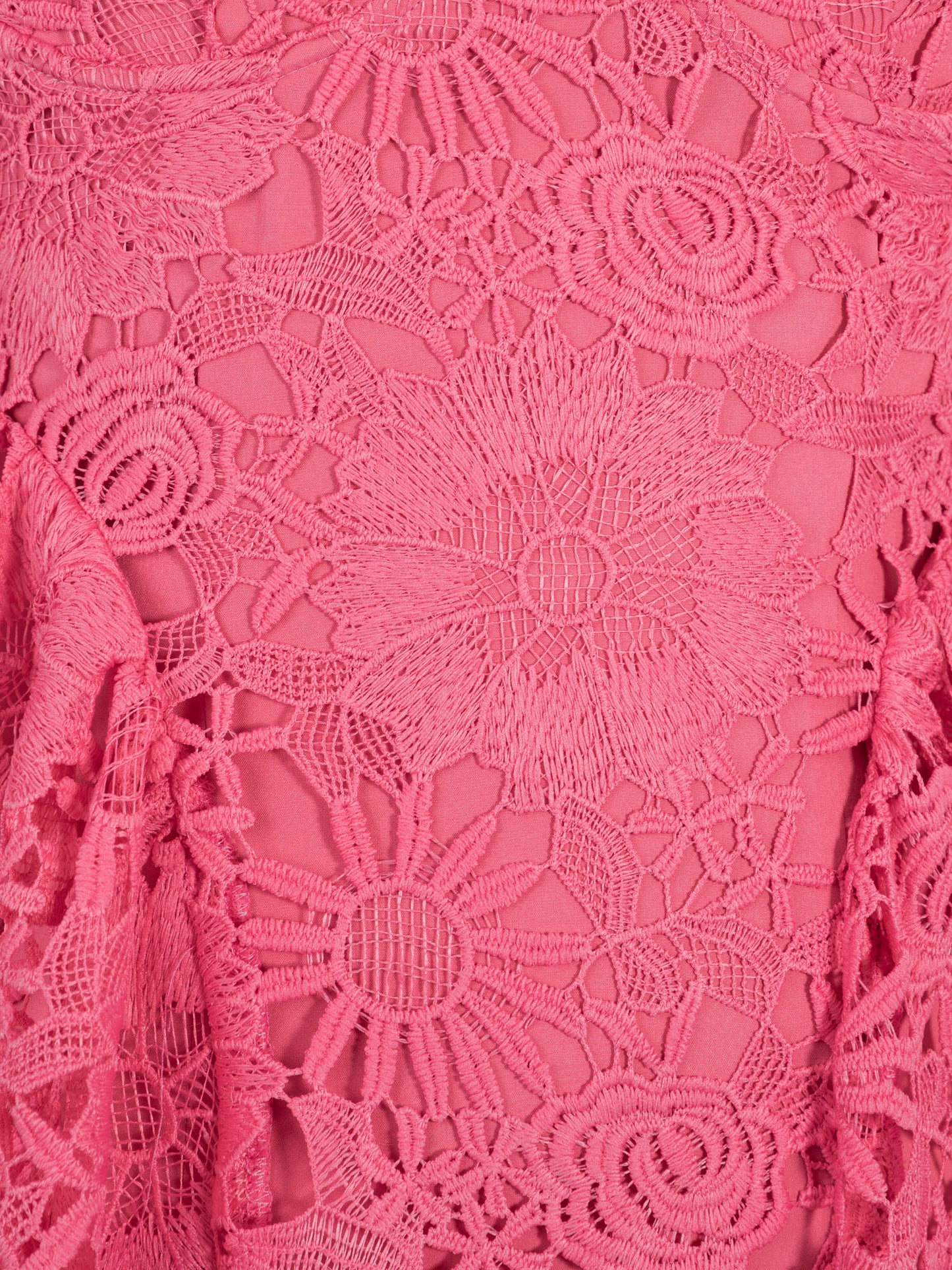 Maya Pink Puff Short Sleeve Lace Midi Dress