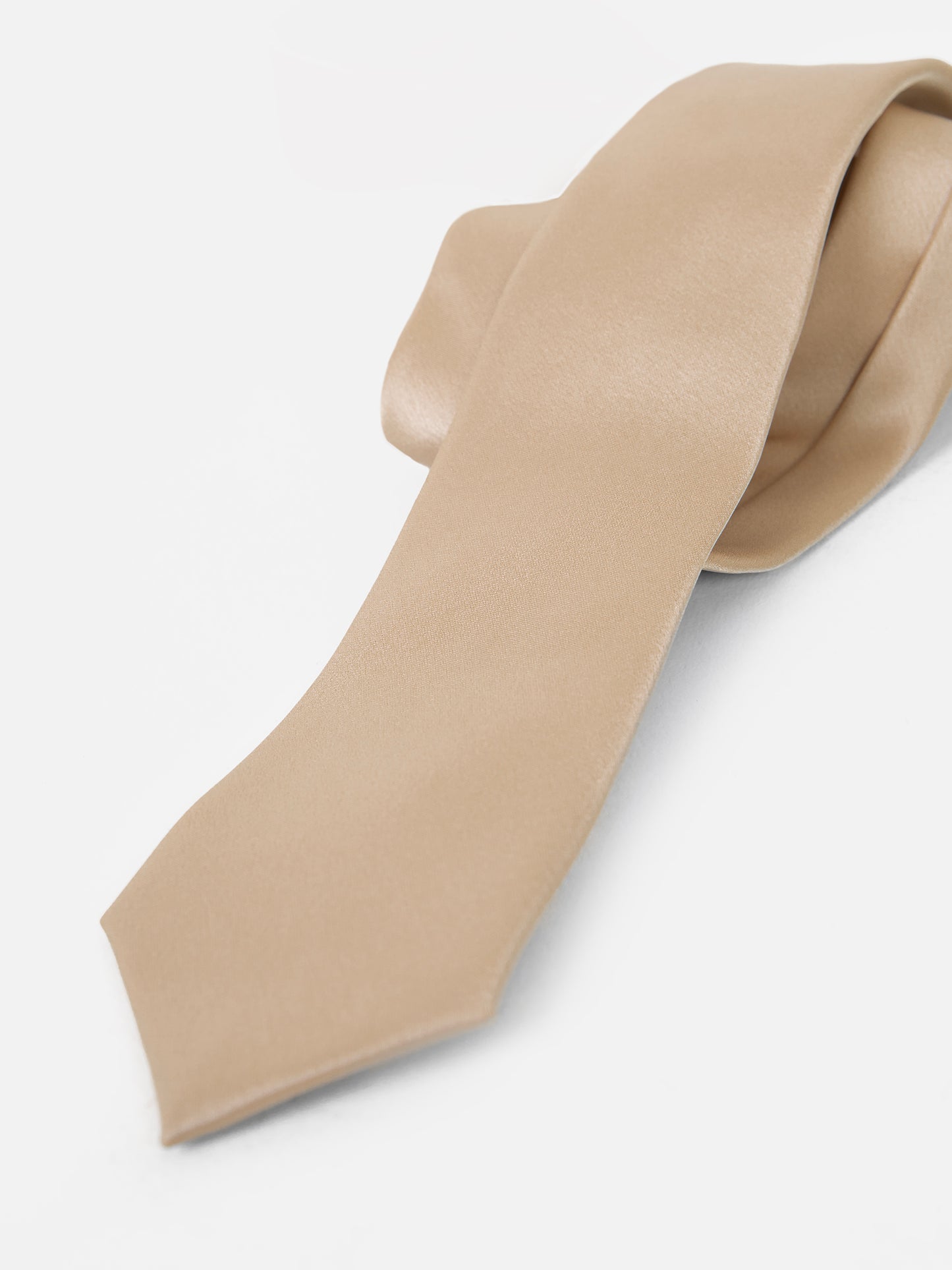 Champagne Satin Tie and Pocket Square Set