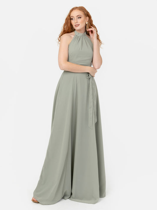 Anaya With Love Recycled Frosty Green Self-Tie Halter Neck Maxi Dress