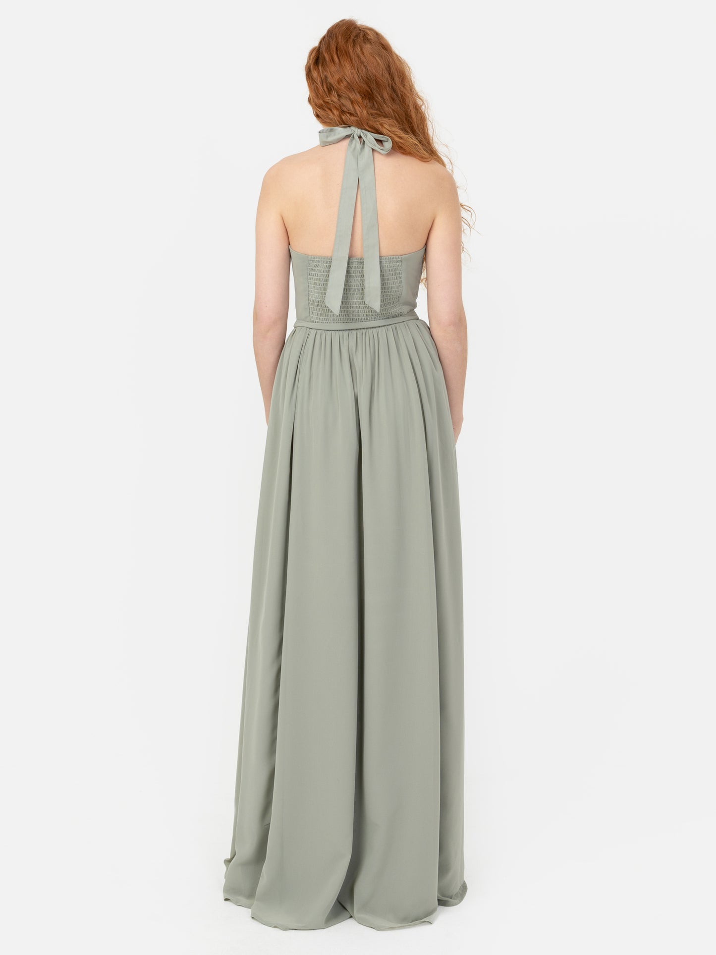 Anaya With Love Recycled Frosty Green Self-Tie Halter Neck Maxi Dress