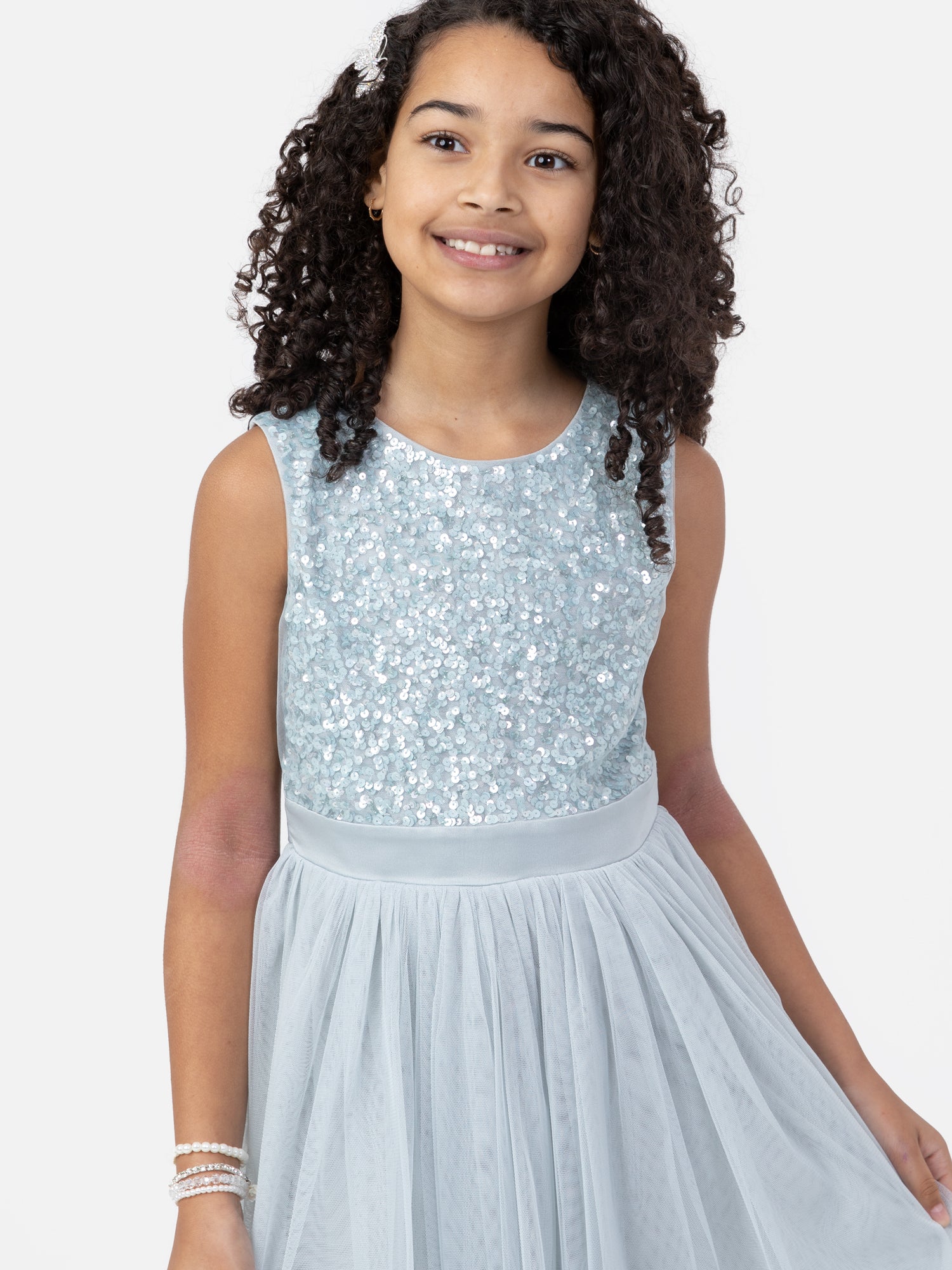 Mini Maya Pale Blue Delicate Sequin Midi Dress With Bow Maya Deluxe Mini Maya Pale Blue Delicate Sequin Midi Dress With Bow Maya Deluxe