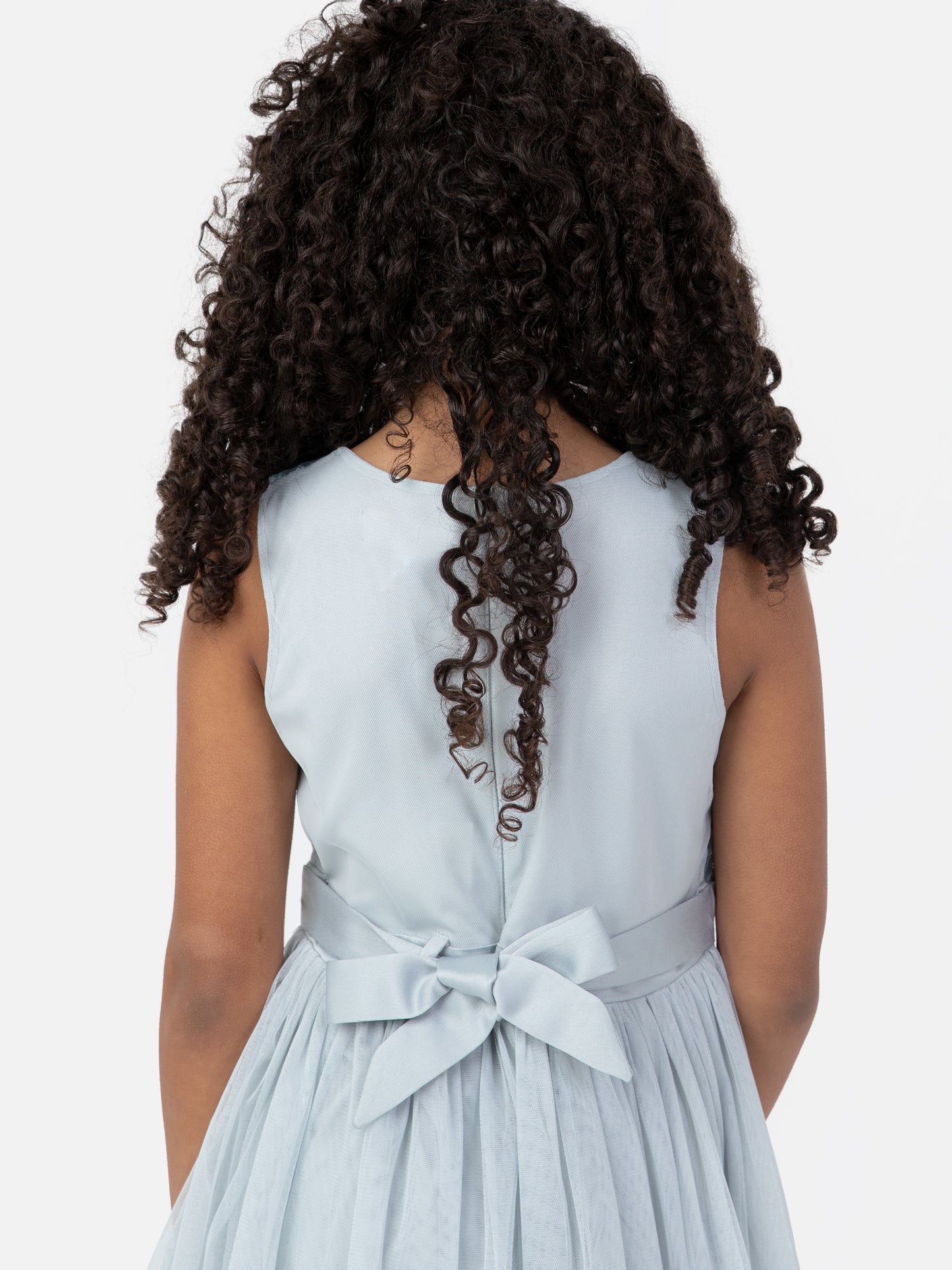 Mini Maya Pale Blue Delicate Sequin Midi Dress With Bow