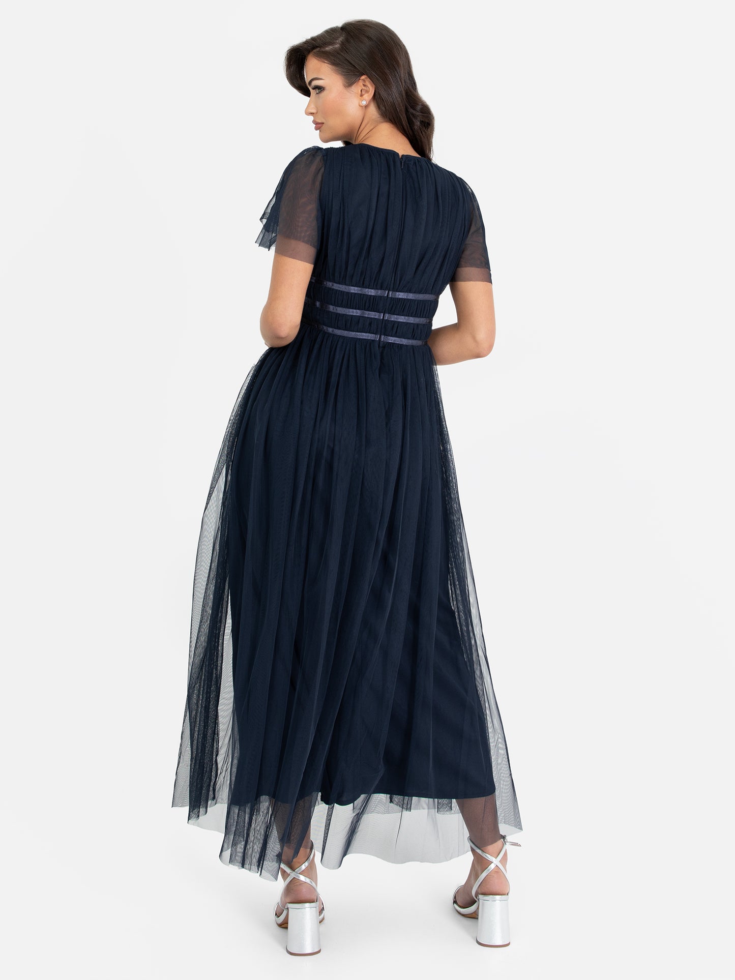 Anaya with Love Recycled Navy Midaxi Dress with Keyhole Detail