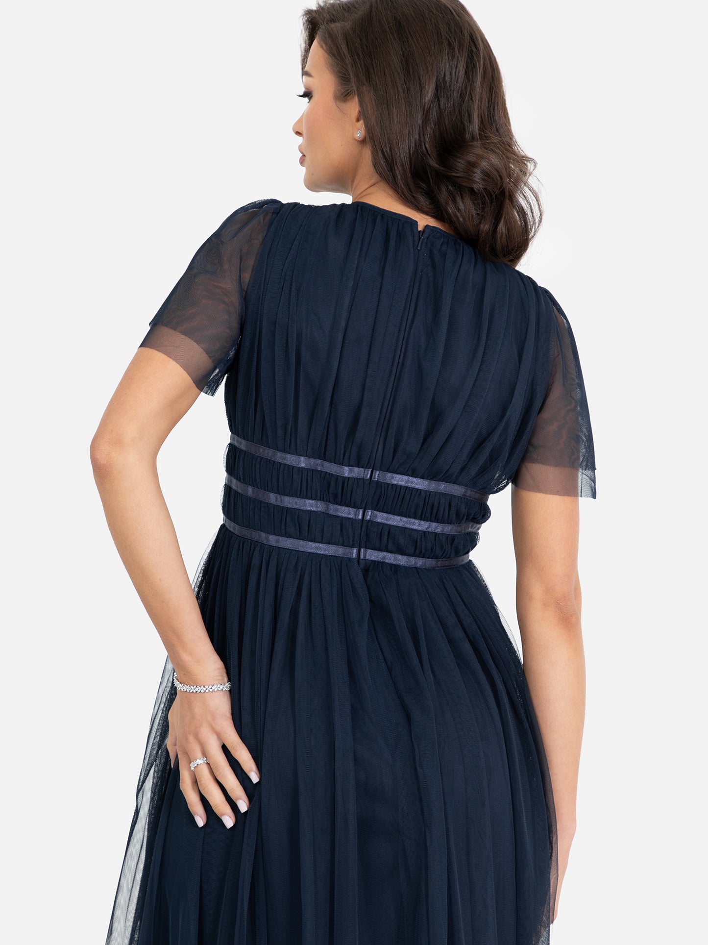 Anaya with Love Recycled Navy Midaxi Dress with Keyhole Detail