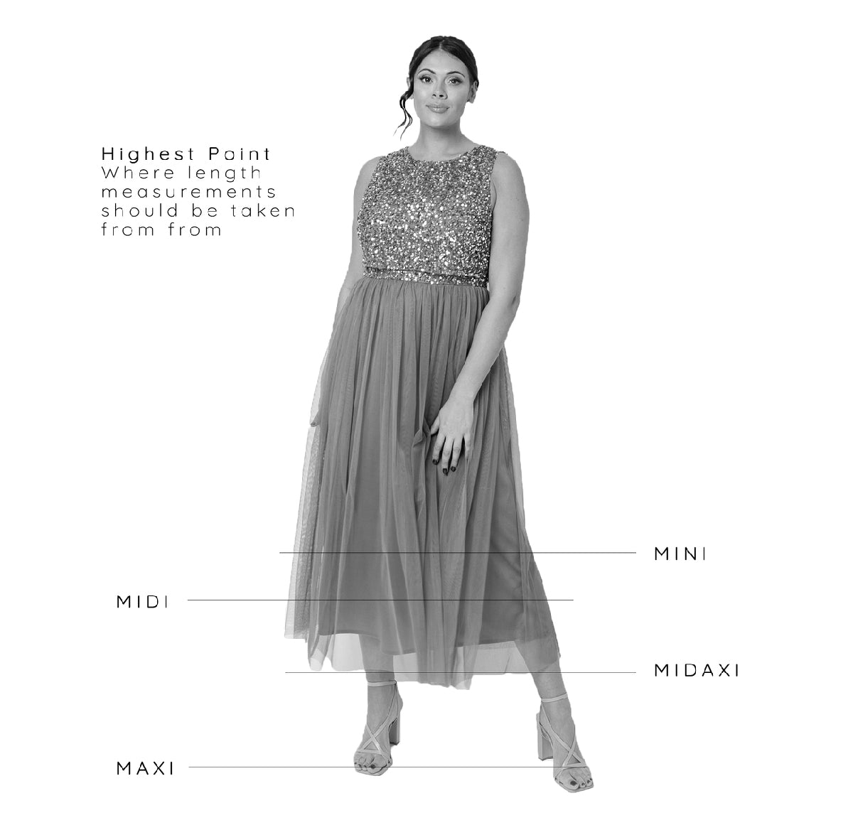 long dress measurements Midi Dress Size Guide Western Era