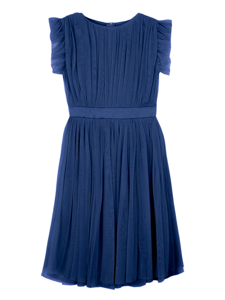 Mini Anaya With Love Navy Recycled Tulle Midi Dress with Bow