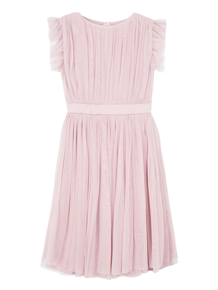 Mini Anaya With Love Frosted Pink Recycled Tulle Midi Dress with Bow