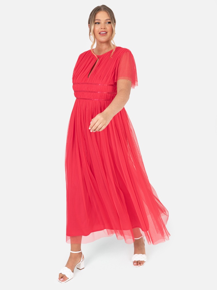 Anaya With Love Recycled Curve Paradise Pink Midaxi Dress With Keyhole Detail