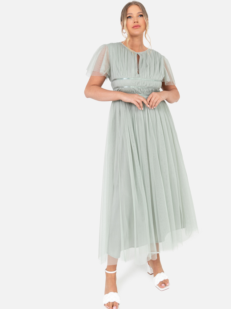 Anaya With Love Recycled Curve Sage Green Midaxi Dress With Keyhole Detail