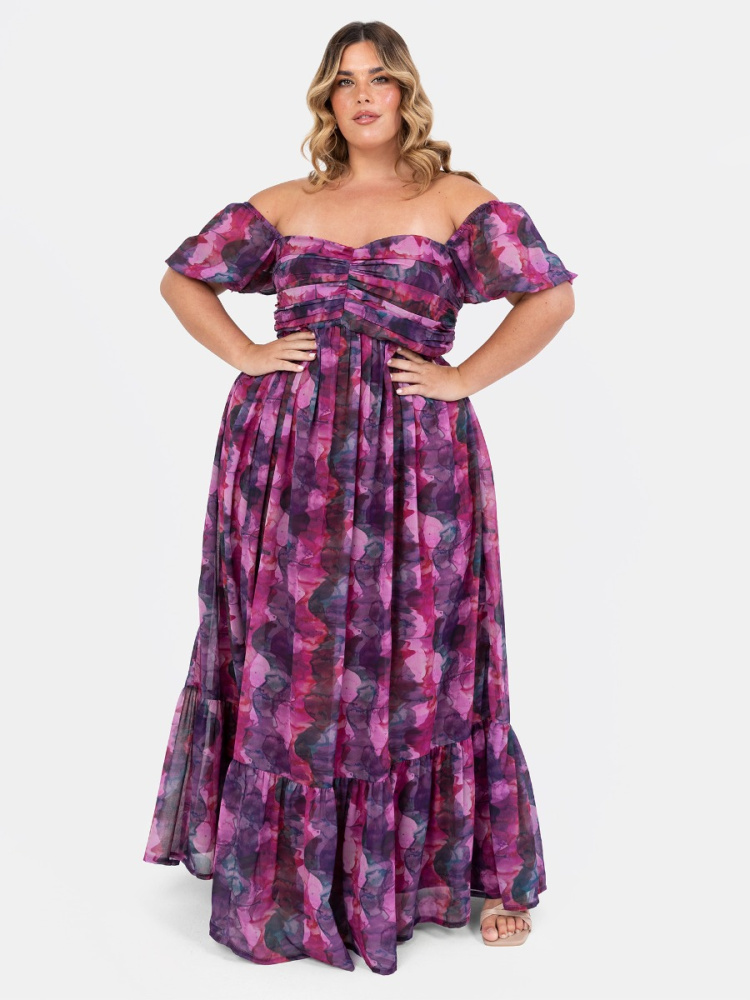 Anaya With Love Recycled Curve Watercolour Maxi Dress
