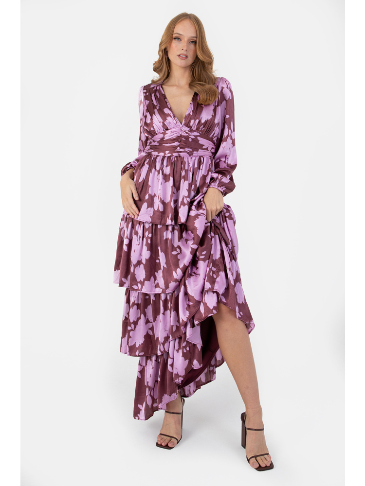 Anaya With Love Purple Floral Ruffled Maxi Dress 