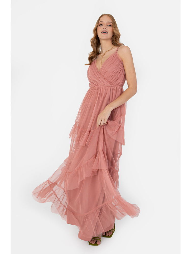 Anaya With Love Dusty Pink Cami Maxi Dress with Frill Detail
