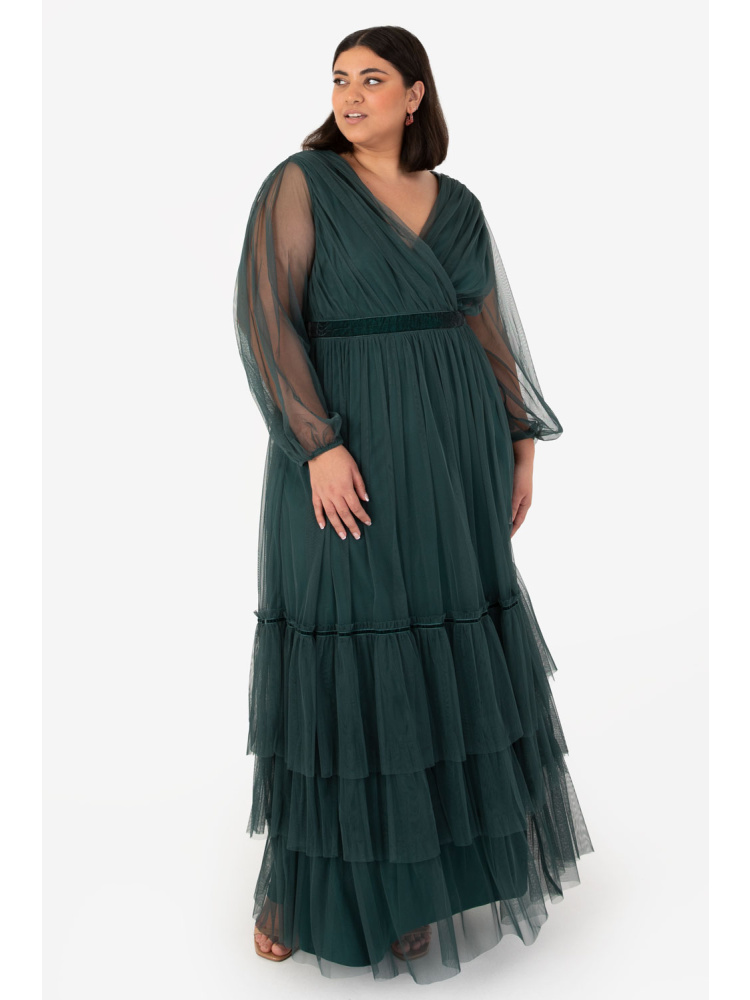 Anaya With Love Recycled Curve Emerald Long Sleeve Maxi Dress