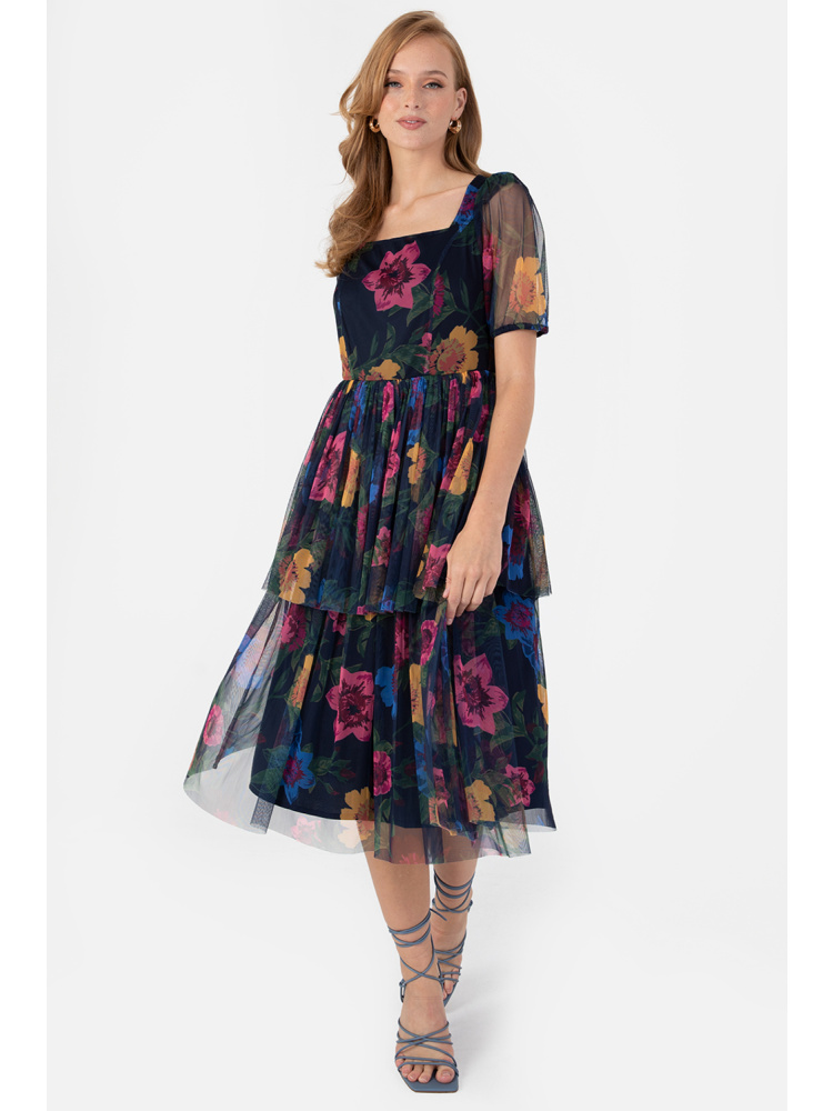 Anaya With Love Recycled Floral Tie-Back Midi Dress 