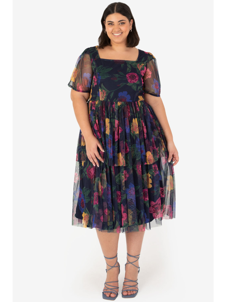 Anaya With Love Recycled Curve Floral Tie-Back Midi Dress 