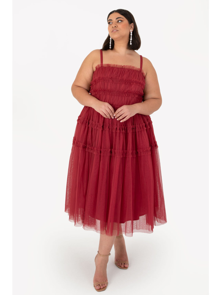 Anaya With Love Recycled Curve Garnet Cami Midi Dress with Frill Detail