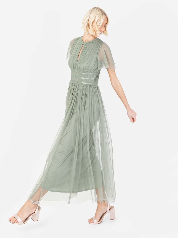 Anaya With Love Recycled Frosty Green Midaxi Dress With Keyhole Detail