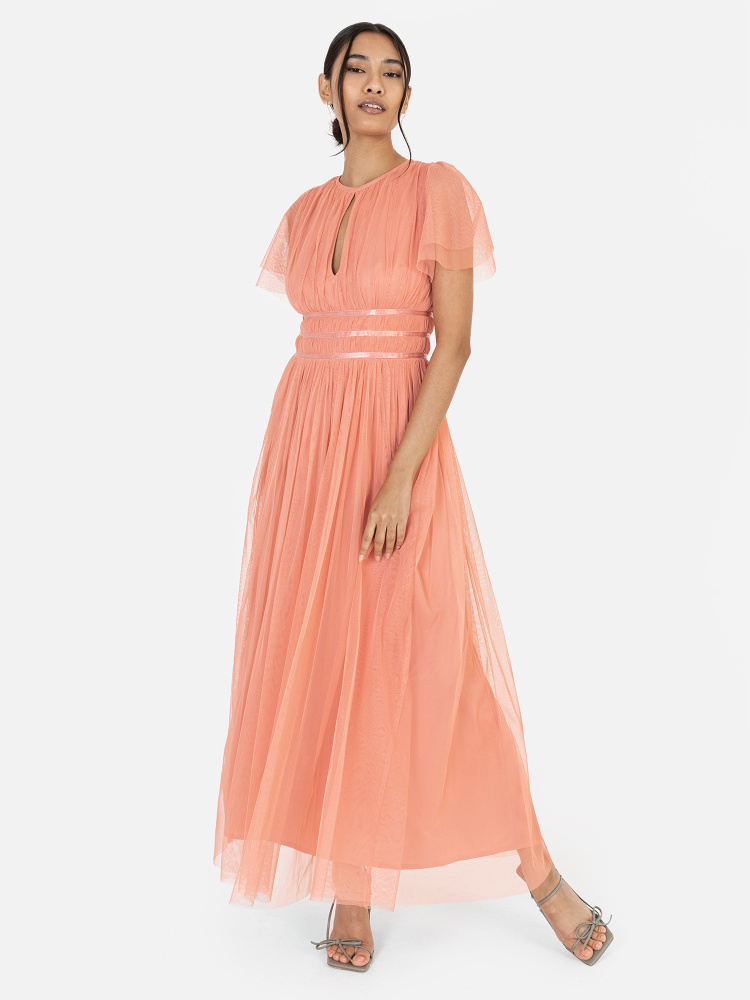 Anaya With Love Recycled Coral Midaxi Dress With Keyhole Detail