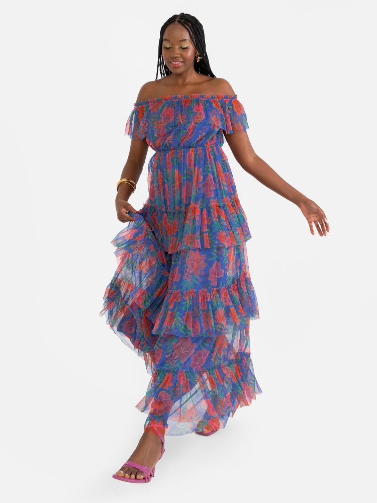 Anaya With Love Recycled Floral Bardot Maxi Dress